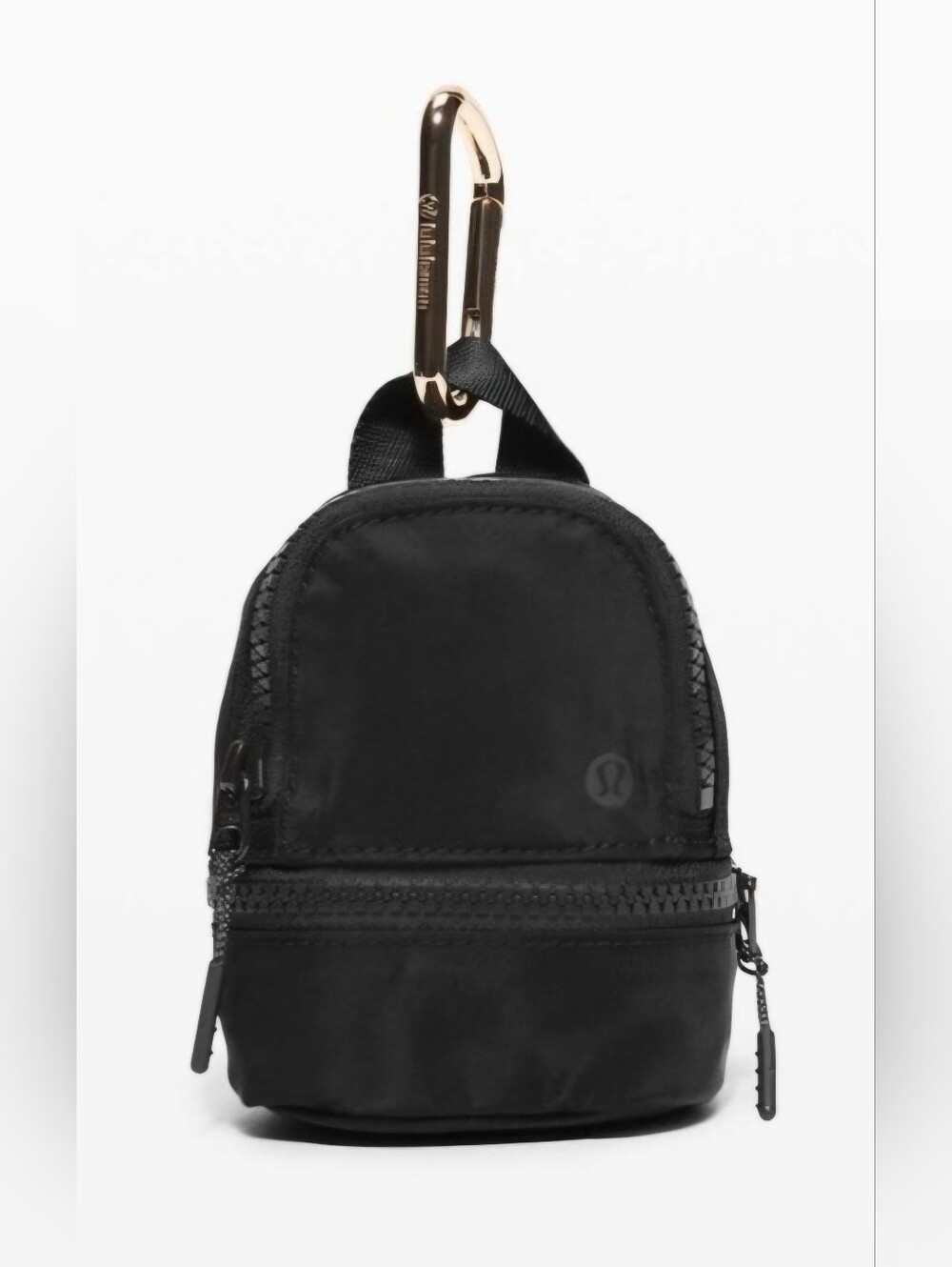 lululemon athletica Black Nano Clip-On Pouch with Gold Carabiner